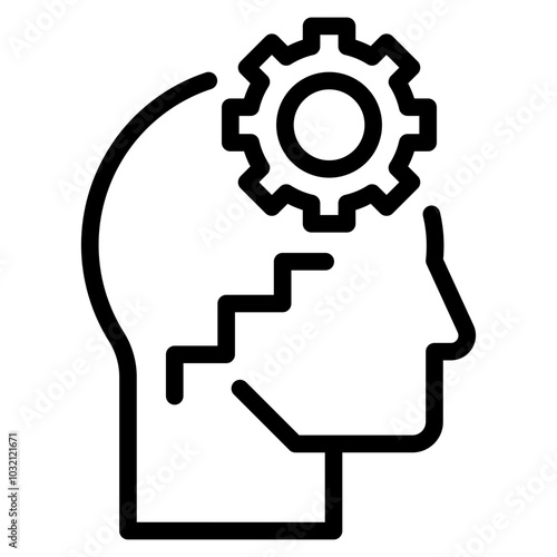 Human head gears tech icon, Cogwheel engineering technological inside brain, Artificial intelligence.