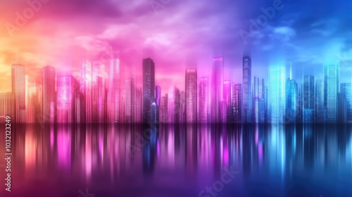 Neon Cityscapes with Glitch Effects and Pixelated Style