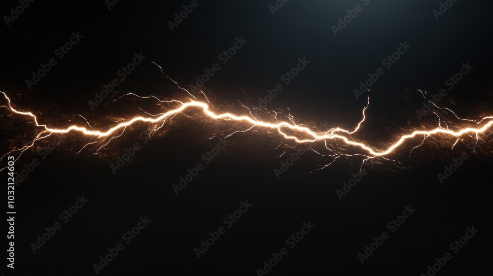 Electric Lightning Bolt on Black Background Electric Lightning Bolt on Black Background