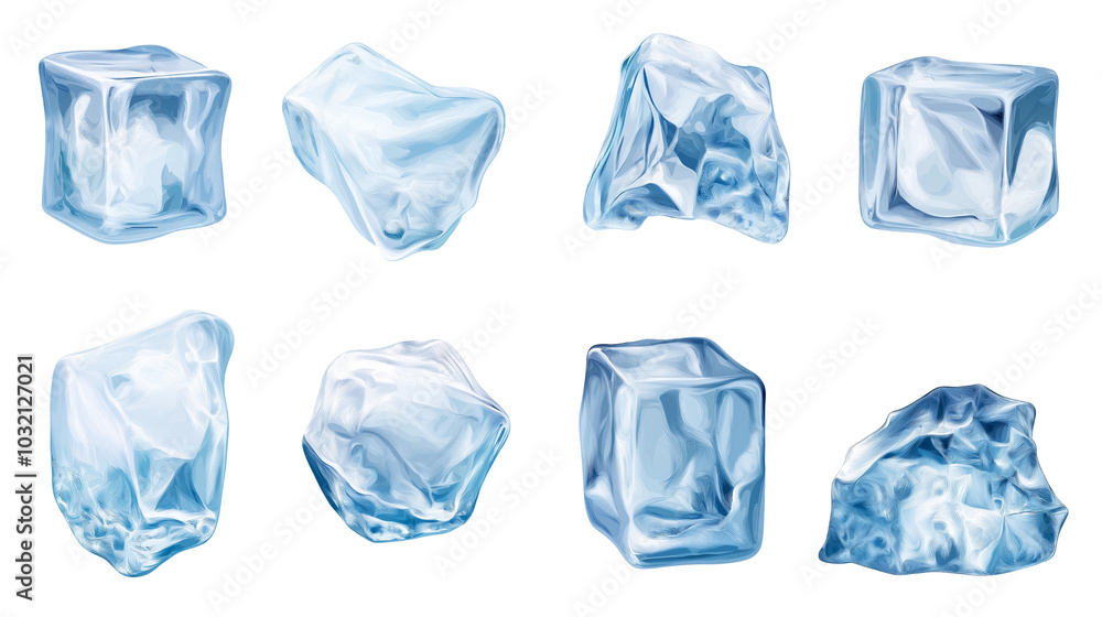 Ice cube icons isolation on transparent background Ice cube icons isolation on transparent background