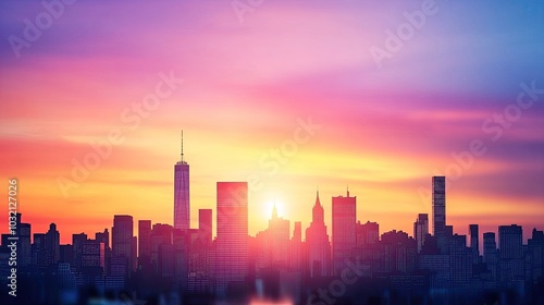 Vibrant City Silhouette at Sunset