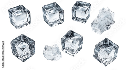Ice cube icons isolation on transparent background