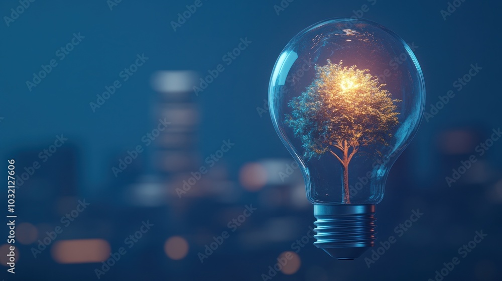 Tree Inside a Lightbulb - Concept of Growth and Sustainability Tree Inside a Lightbulb - Concept of Growth and Sustainability