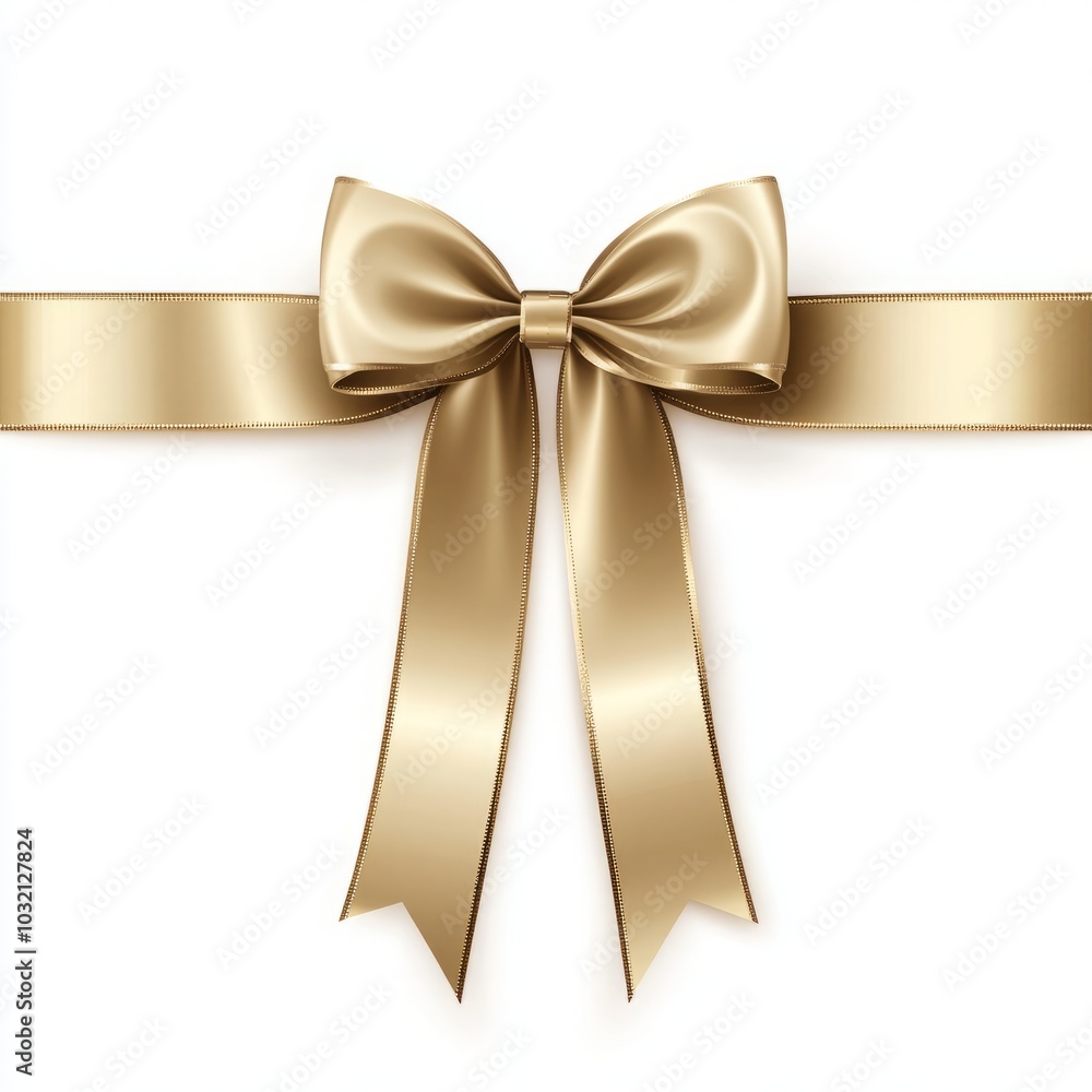 A golden bow with ribbon, ideal for gift wrapping and decoration. A golden bow with ribbon, ideal for gift wrapping and decoration.