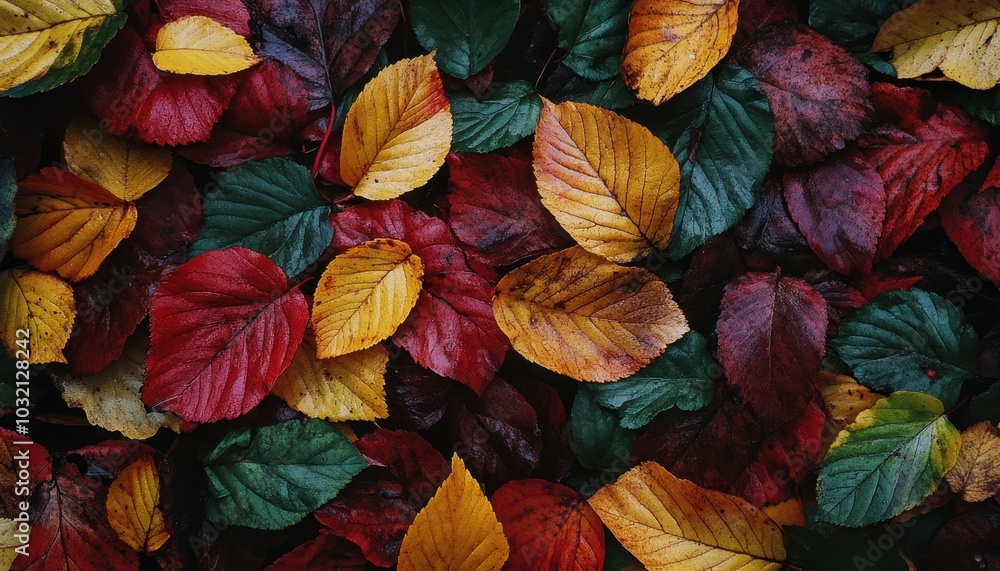 Vibrant autumn leaves covering the ground in a tapestry of color and texture Vibrant autumn leaves covering the ground in a tapestry of color and texture