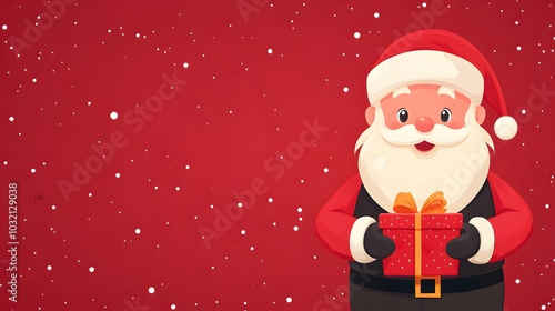 Wallpaper Mural Christmas Santa Claus Holding Gift Red Background Illustration Torontodigital.ca