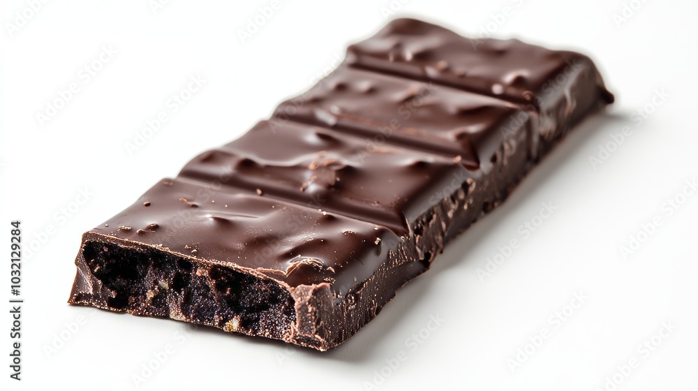 A chocolate wafer bar, all by itself, against a white backdrop. A chocolate wafer bar, all by itself, against a white backdrop.