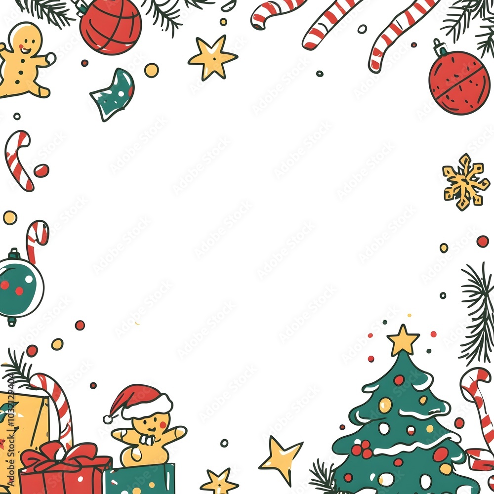 Christmas Holiday Design with Candy Canes Ornaments and a Festive Tree Christmas Holiday Design with Candy Canes Ornaments and a Festive Tree