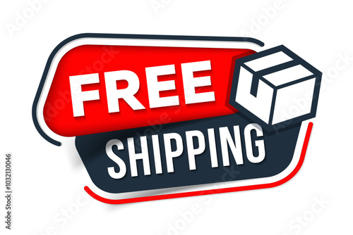 Free delivery shipping icon, home express deliver service label with box. Free shipping delivery badge for mail courier or parcel shipment cargodelivery service symbol. Delivery included sign.