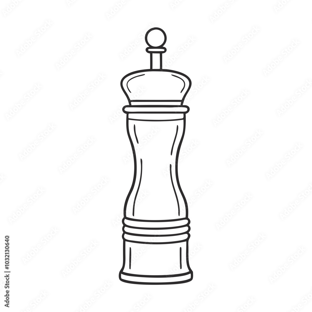 Obraz premium Pepper mill outline design, minimalist style, with elegant curves and functional details 