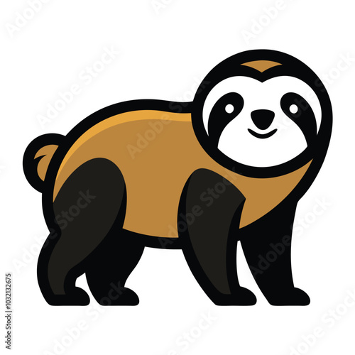 Solid color Unau (Linnaeus’s Two-Toed Sloth) animal vector design