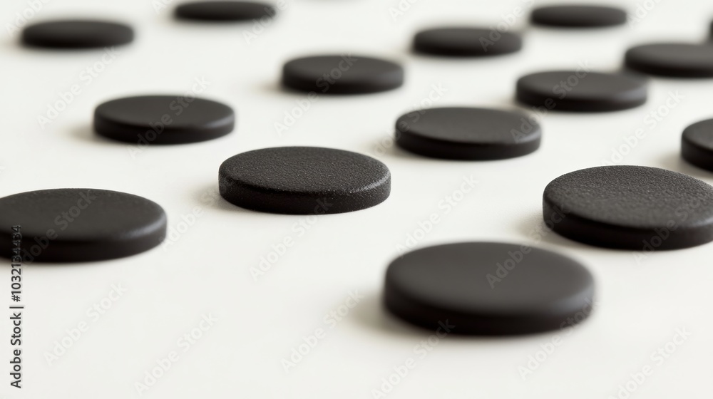 Uniform arrangement of soft black dots on a clean white surface, creating a minimalist and modern visual pattern. Uniform arrangement of soft black dots on a clean white surface, creating a minimalist and modern visual pattern.