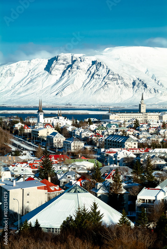 Reykjavik, the capital of Iceland, in winter