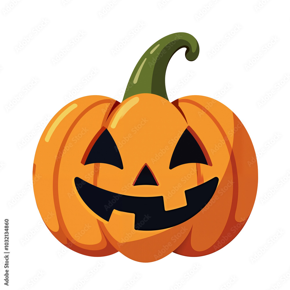 Fototapeta premium cute cartoon jack-o-lantern pumpkin halloween illustration isolated with no background. Creepy spooky PNG art evil smiling