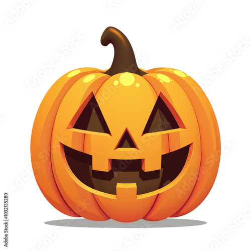 cute cartoon jack-o-lantern pumpkin halloween illustration isolated with no background. Creepy spooky PNG art evil smiling photo