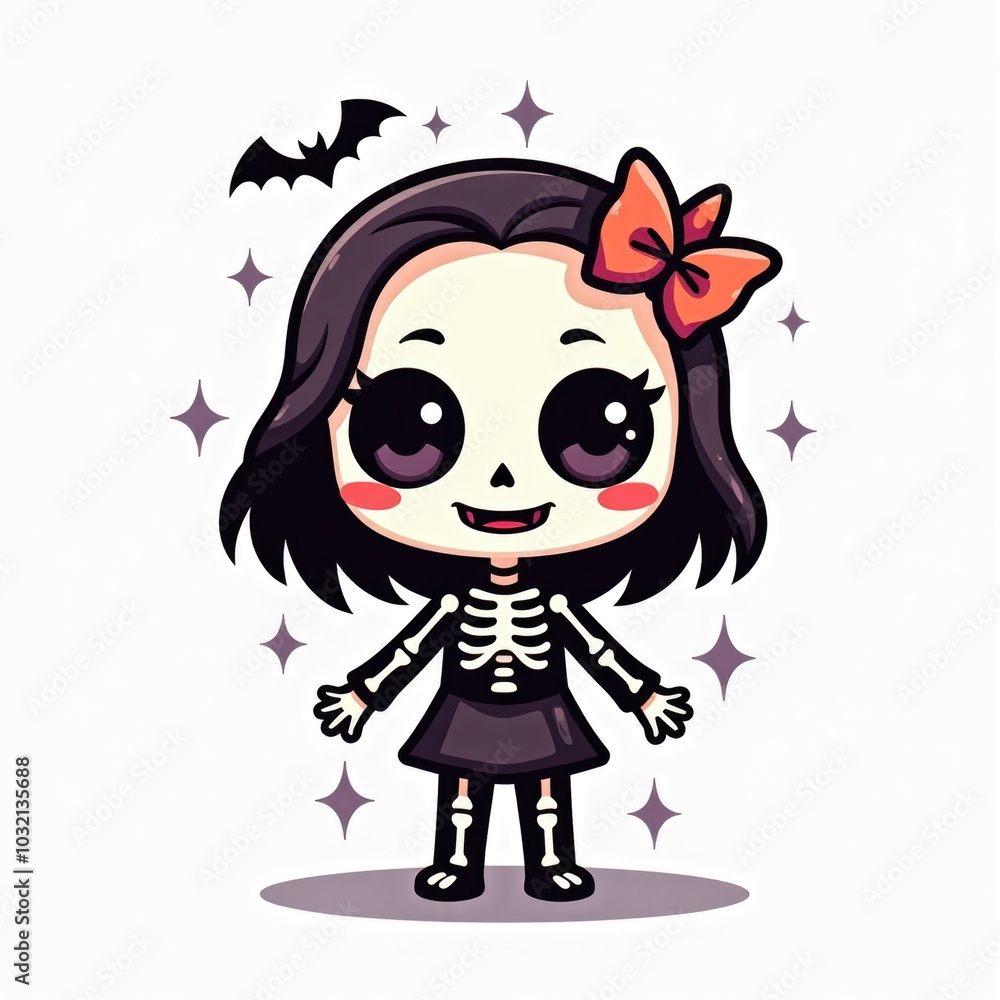 Fototapeta premium cute halloween character isolated skeleton