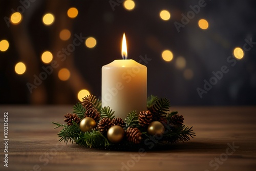 christmas candle and decorations