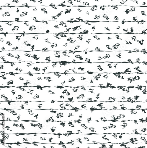 Horizontal jagged lines and noisy particles or spots scattered across the screen.