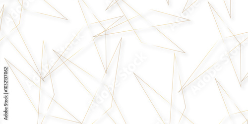 Abstract background with liens and triangles shape on white background. White and golden geometric overlapping rectangle pattern Geometric background soft shadows as patten ..White polygon textured .
