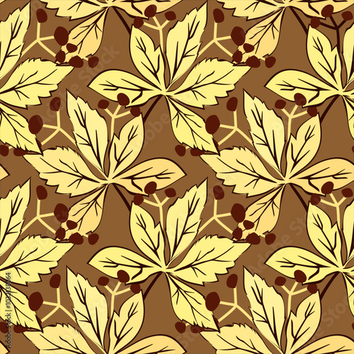 Vector - virginia creeper with berries seamless pattern.