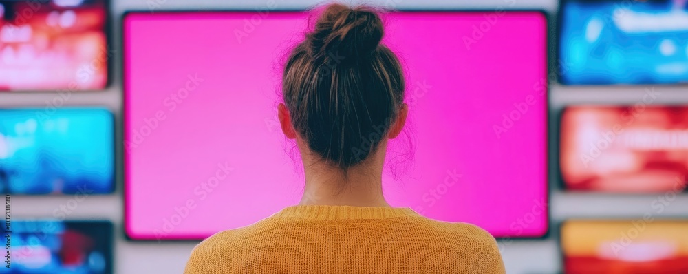 Enthusiastic Customer Holding a Large Flatscreen TV and Expressing Joy Over Their Black Friday Shopping Spree and Massive Savings on a Big Ticket Electronics Item