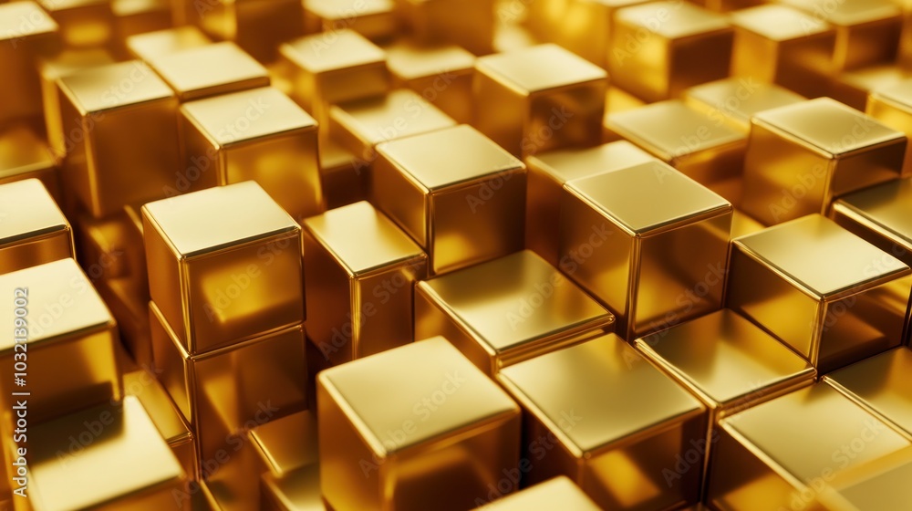 Abstract Golden Cubes Background Abstract Golden Cubes Background