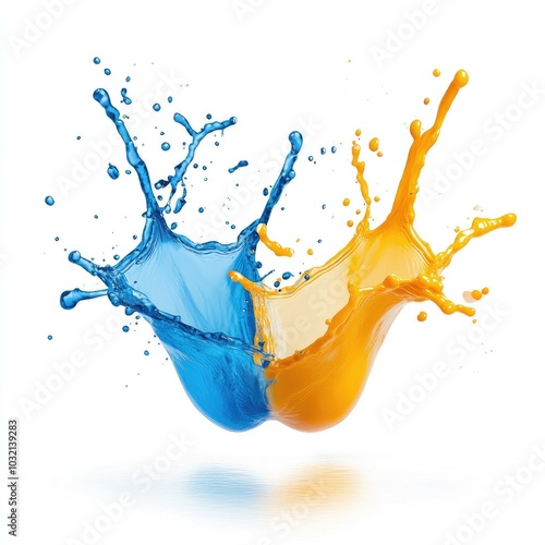 Colorful Water Splash in Yellow and Blue