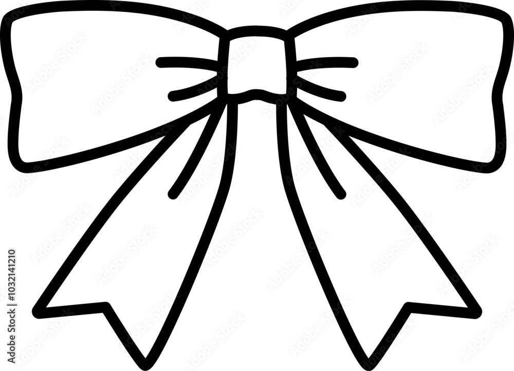 Bow ribbon doodle lineart hand drawn cartoon 2D icon Bow ribbon doodle lineart hand drawn cartoon 2D icon