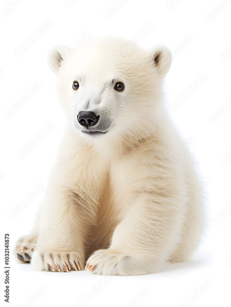 Fototapeta premium Cute baby polar bear, isolated on white background 