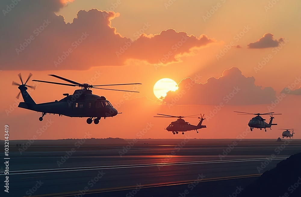 The set of helicopter silhouettes The set of helicopter silhouettes