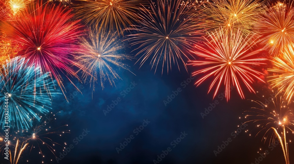 Naklejka premium Global Celebration of New Year's Eve Fireworks Display