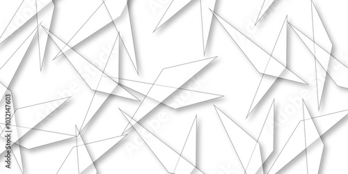 Abstract background with liens and triangles shape on white background. White and grey geometric overlapping rectangle pattern Geometric background soft shadows as patten ..White polygon textured .	
