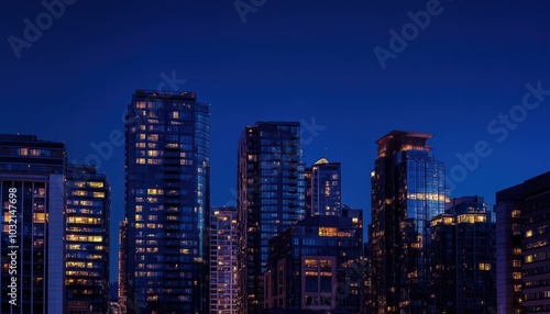 Wallpaper Mural City skyline illuminated at night with towering buildings and a dark blue sky Torontodigital.ca