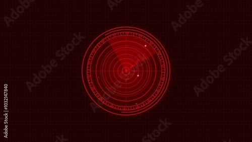 Digital technology futuristic circle target interface HUD made of many dots or particles on a background.