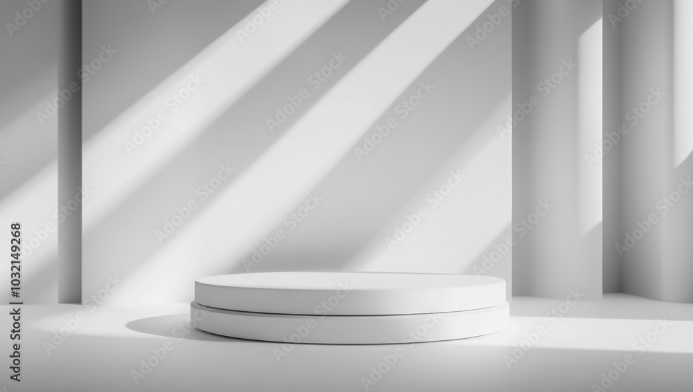 Minimalist White Platform with Sunlight Minimalist White Platform with Sunlight