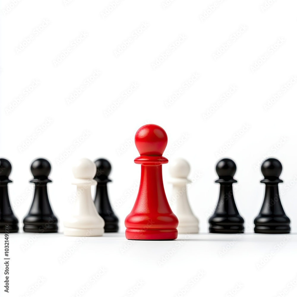 Red Pawn Symbolizing Leadership and Strategy in Chess Red Pawn Symbolizing Leadership and Strategy in Chess