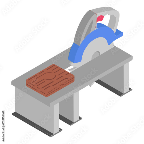 process of cutting woods in half using a wood cutter that has a sharp blade on it concept vector icon design, timber and lumber Symbol, Forestry Deforestation Sign,mill yard and sawworks stock