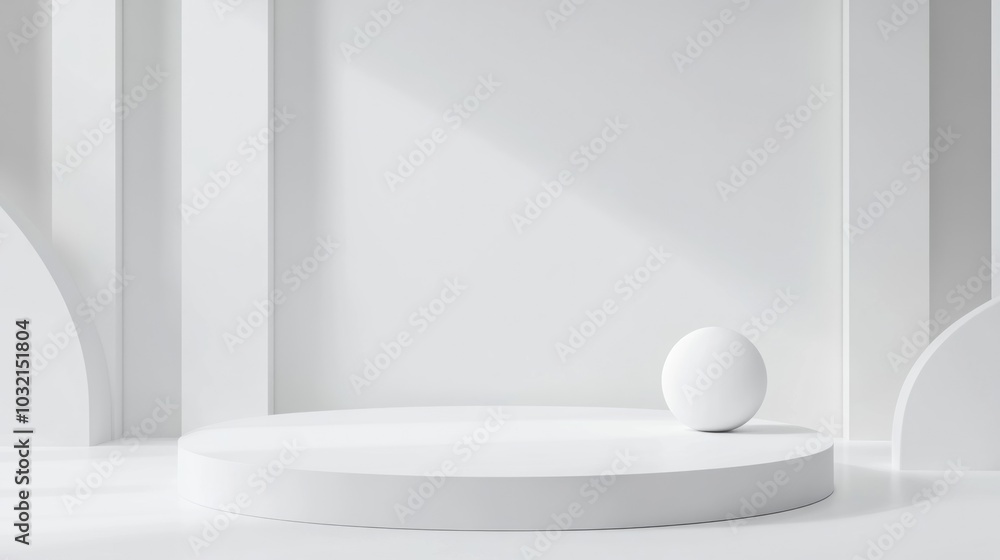 Minimalist White Platform with Sphere Minimalist White Platform with Sphere