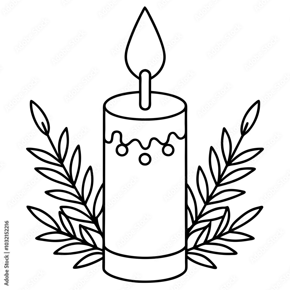 candle with leaves candle with leaves