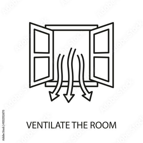 Ventilation of the room line icon vector with editable stroke