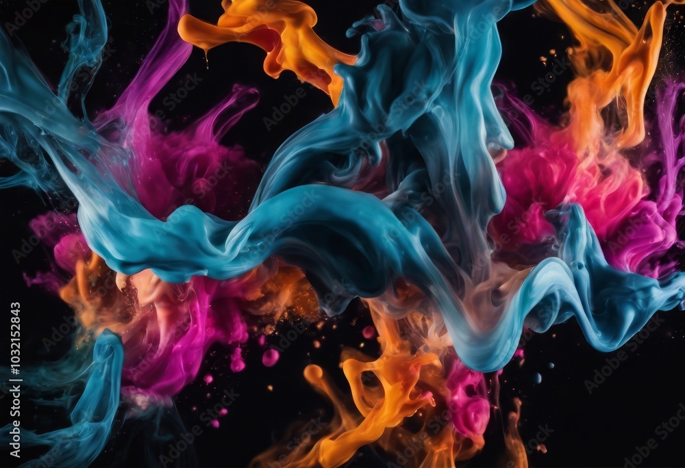 Bright colors in the air on a dark background. Pink, red, violet, orange smoke, waves, abstraction Bright colors in the air on a dark background. Pink, red, violet, orange smoke, waves, abstraction