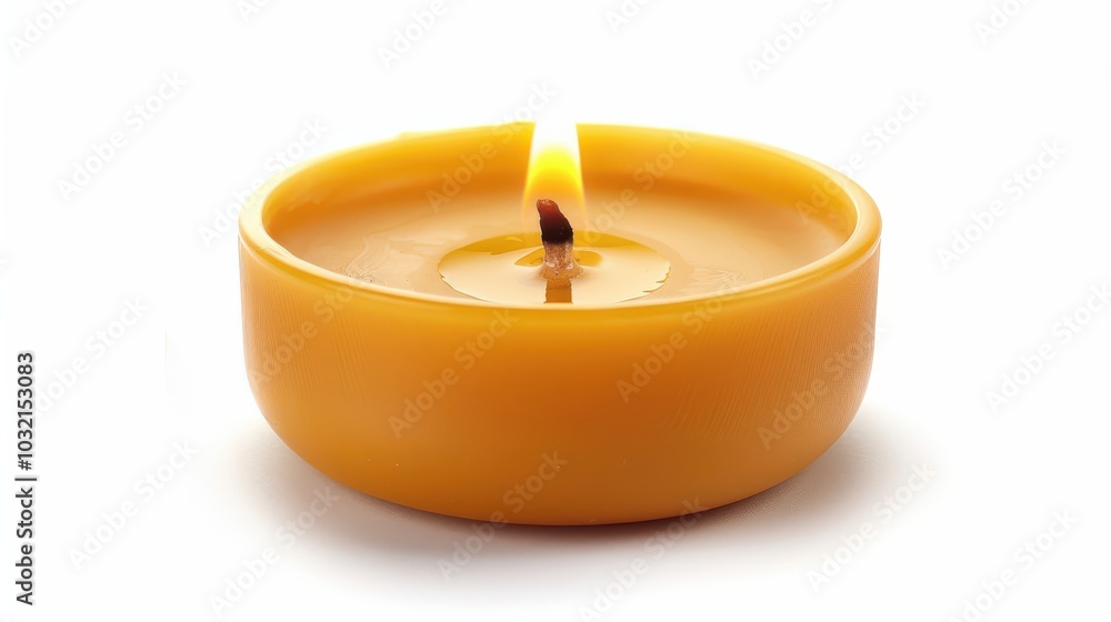 Elegant Tealight Candle Isolated on White Background for Decor or Relaxation Elegant Tealight Candle Isolated on White Background for Decor or Relaxation