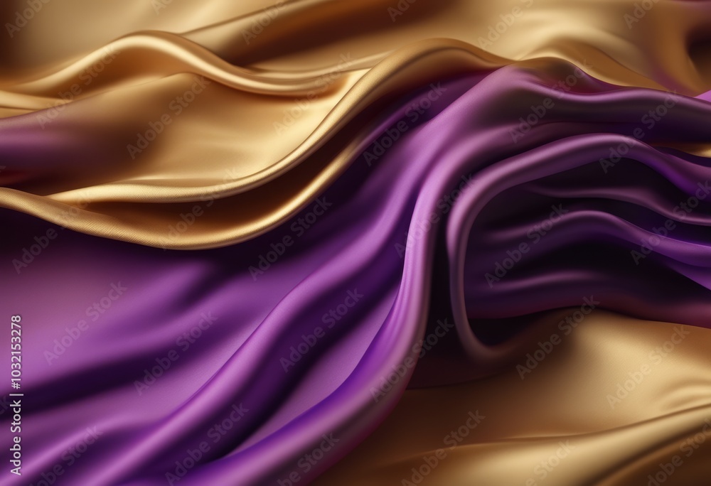 Obraz premium Silk purple gold fabric full screen fashion living design bright background