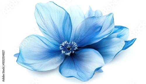 Beautiful blue flower isolated on a clean background showcasing intricate details