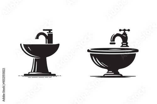 Hand Wash Basin Silhouette Illustration