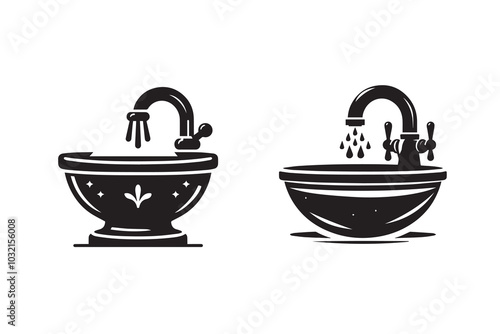 Hand Wash Basin Silhouette Illustration
