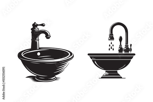 Hand Wash Basin Silhouette Illustration