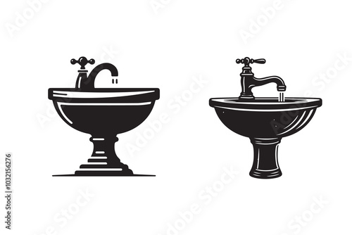 Hand Wash Basin Silhouette Illustration