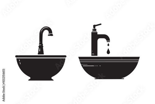 Hand Wash Basin Silhouette Illustration