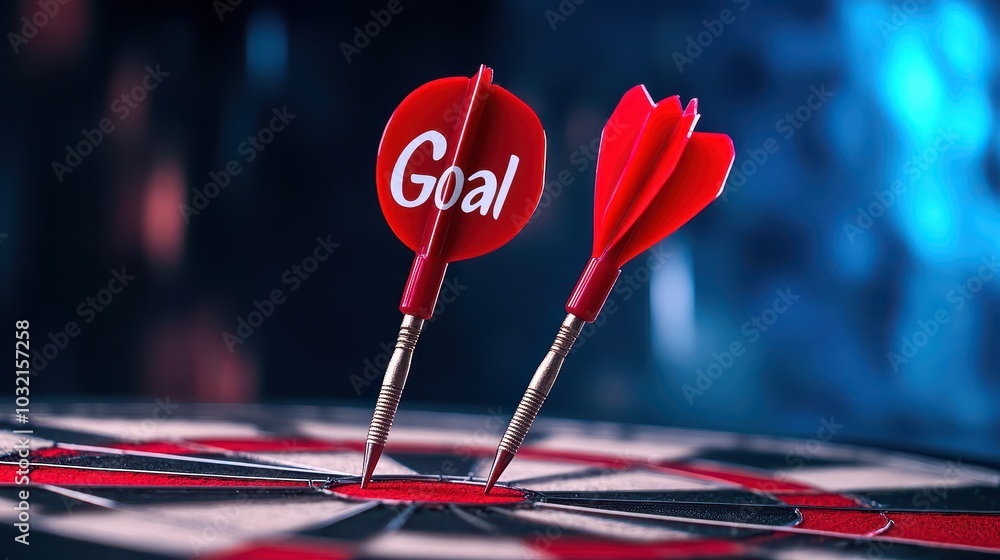A close-up of a dartboard showing a goal target with red darts, emphasizing achievement and sporting competition. A close-up of a dartboard showing a goal target with red darts, emphasizing achievement and sporting competition.